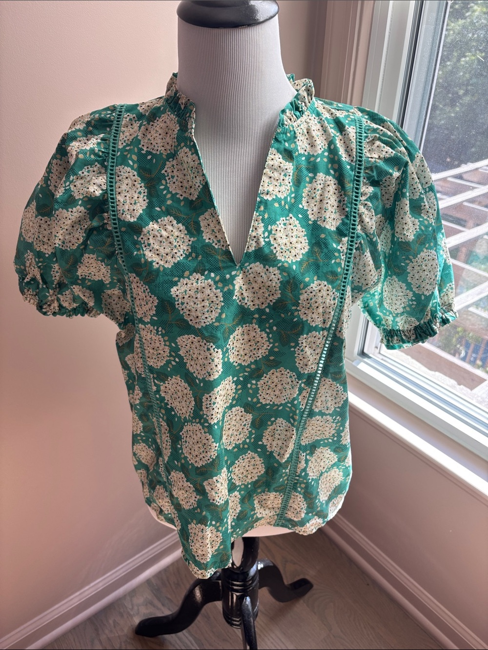 THML Green Hydrangea Print Top Size XS